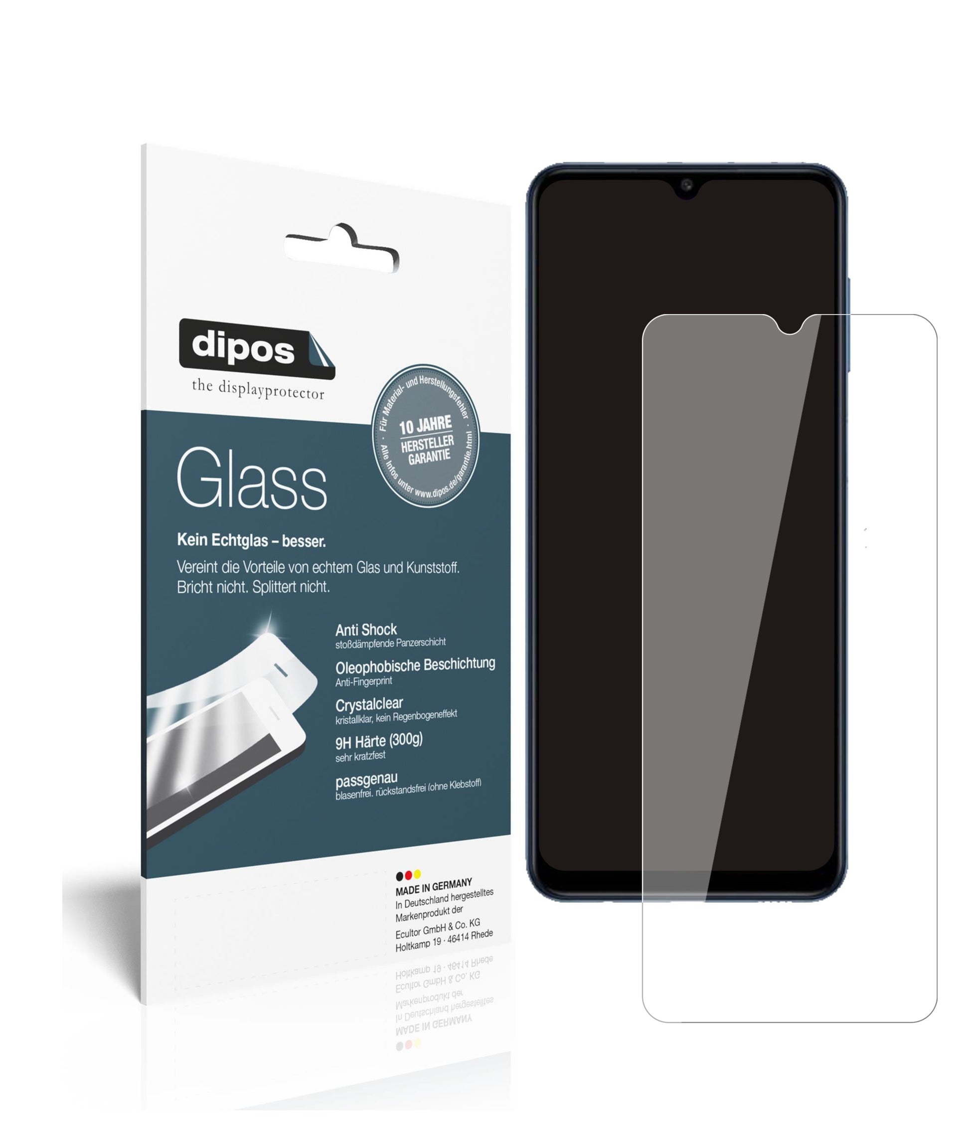 Klare Displayschutzfolie von dipos passend für Samsung Galaxy M12, 9H kratzfest und blasenfrei montiert