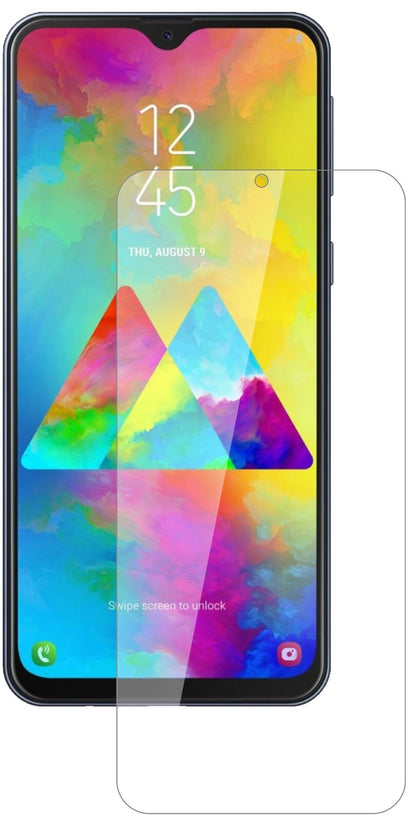 Klare Displayschutzfolie von dipos passend für Samsung Galaxy M20, 9H kratzfest und blasenfrei montiert