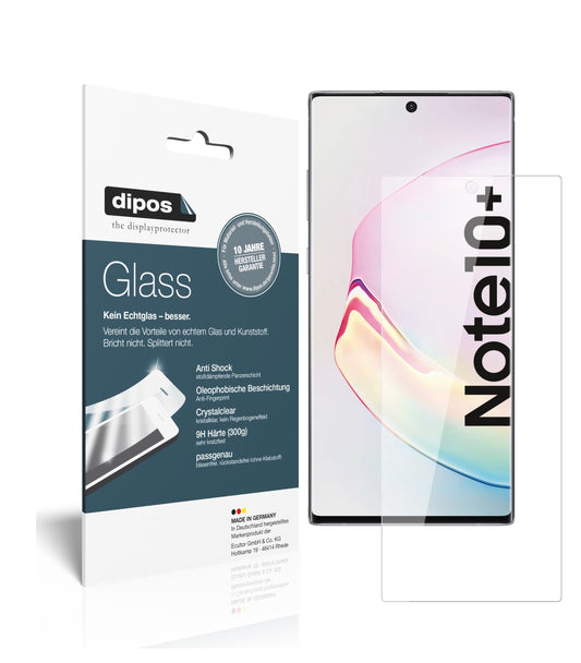 Klare Displayschutzfolie von dipos passend für Samsung Galaxy Note 10 Plus, 9H kratzfest und blasenfrei montiert