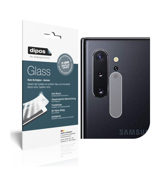 Klare Displayschutzfolie von dipos passend für Samsung Galaxy Note 10 PLUS Kameralinse, 9H kratzfest und blasenfrei montiert