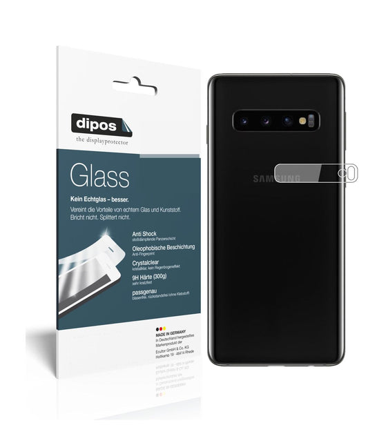 Klare Displayschutzfolie von dipos passend für Samsung Galaxy S10 Kameralinse, 9H kratzfest und blasenfrei montiert