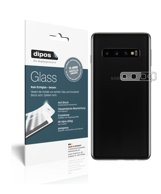 Klare Displayschutzfolie von dipos passend für Samsung Galaxy S10 Plus Kameralinse, 9H kratzfest und blasenfrei montiert