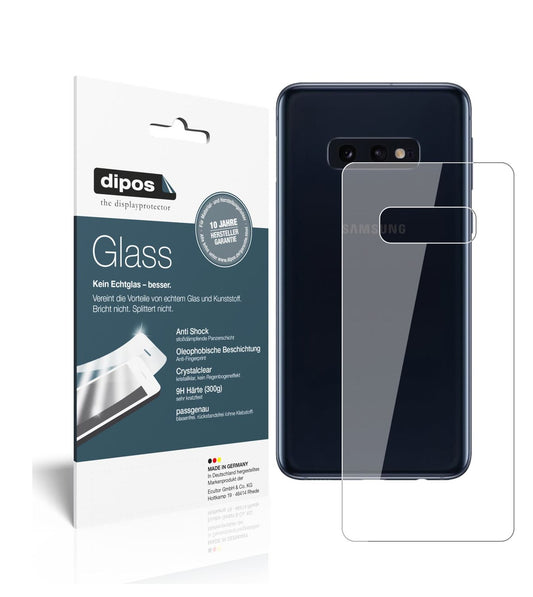 Klare Displayschutzfolie von dipos passend für Samsung Galaxy S10e Rückseite, 9H kratzfest und blasenfrei montiert