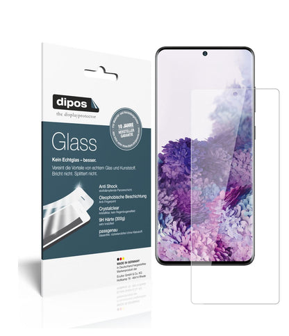 Klare Displayschutzfolie von dipos passend für Samsung Galaxy S20 Plus 5G, 9H kratzfest und blasenfrei montiert