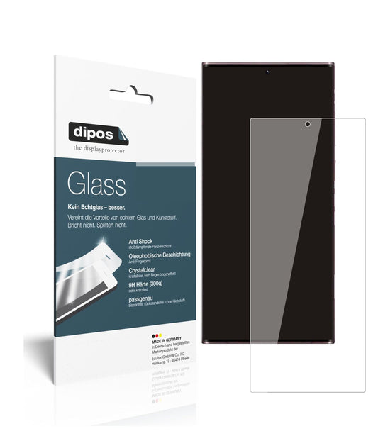 Klare Displayschutzfolie von dipos passend für Samsung Galaxy S22 Ultra, 9H kratzfest und blasenfrei montiert