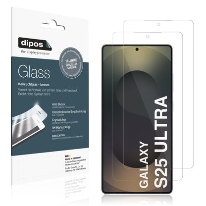 Klare Displayschutzfolie von dipos passend für Samsung Galaxy S25 Ultra, 9H kratzfest und blasenfrei montiert