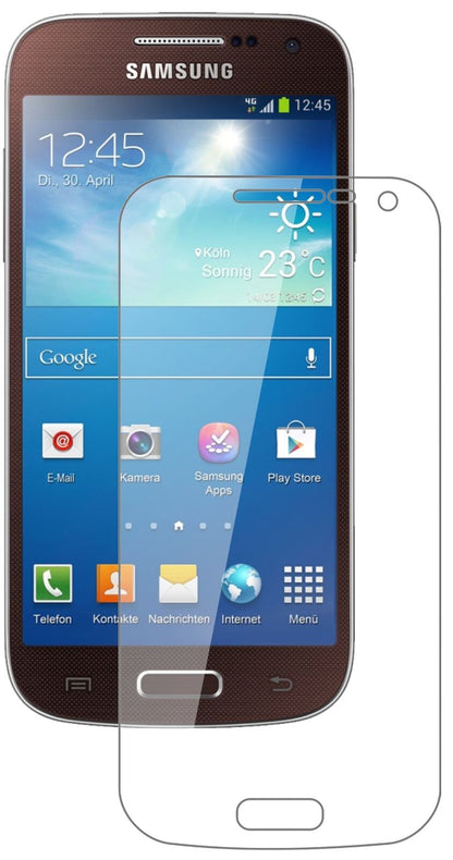 Klare Displayschutzfolie von dipos passend für Samsung Galaxy S4 Mini, 9H kratzfest und blasenfrei montiert