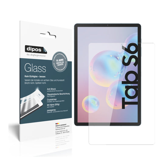 Klare Displayschutzfolie von dipos passend für Samsung Galaxy Tab S6, 9H kratzfest und blasenfrei montiert