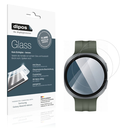 Klare Displayschutzfolie von dipos passend für Samsung Galaxy Watch9 44mm, 9H kratzfest und blasenfrei montiert