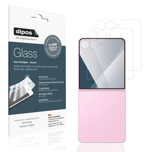 Klare Displayschutzfolie von dipos passend für Samsung Galaxy Z Flip8 Aussenseite, 9H kratzfest und blasenfrei montiert