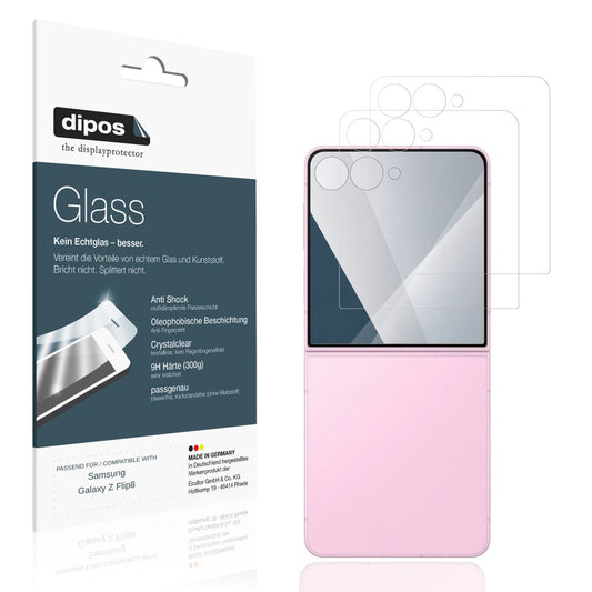 Klare Displayschutzfolie von dipos passend für Samsung Galaxy Z Flip8 Aussenseite, 9H kratzfest und blasenfrei montiert