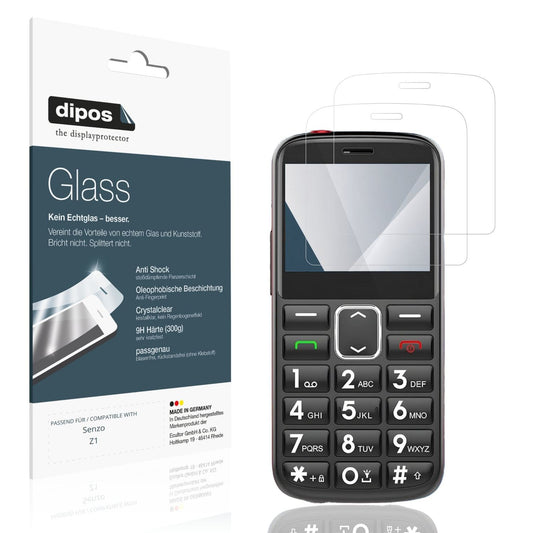 Klare Displayschutzfolie von dipos passend für Senzo Z1, 9H kratzfest und blasenfrei montiert