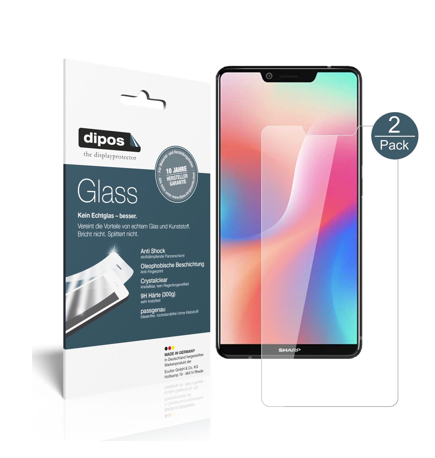 Klare Displayschutzfolie von dipos passend für Sharp Aquos S3 High Edition, 9H kratzfest und blasenfrei montiert