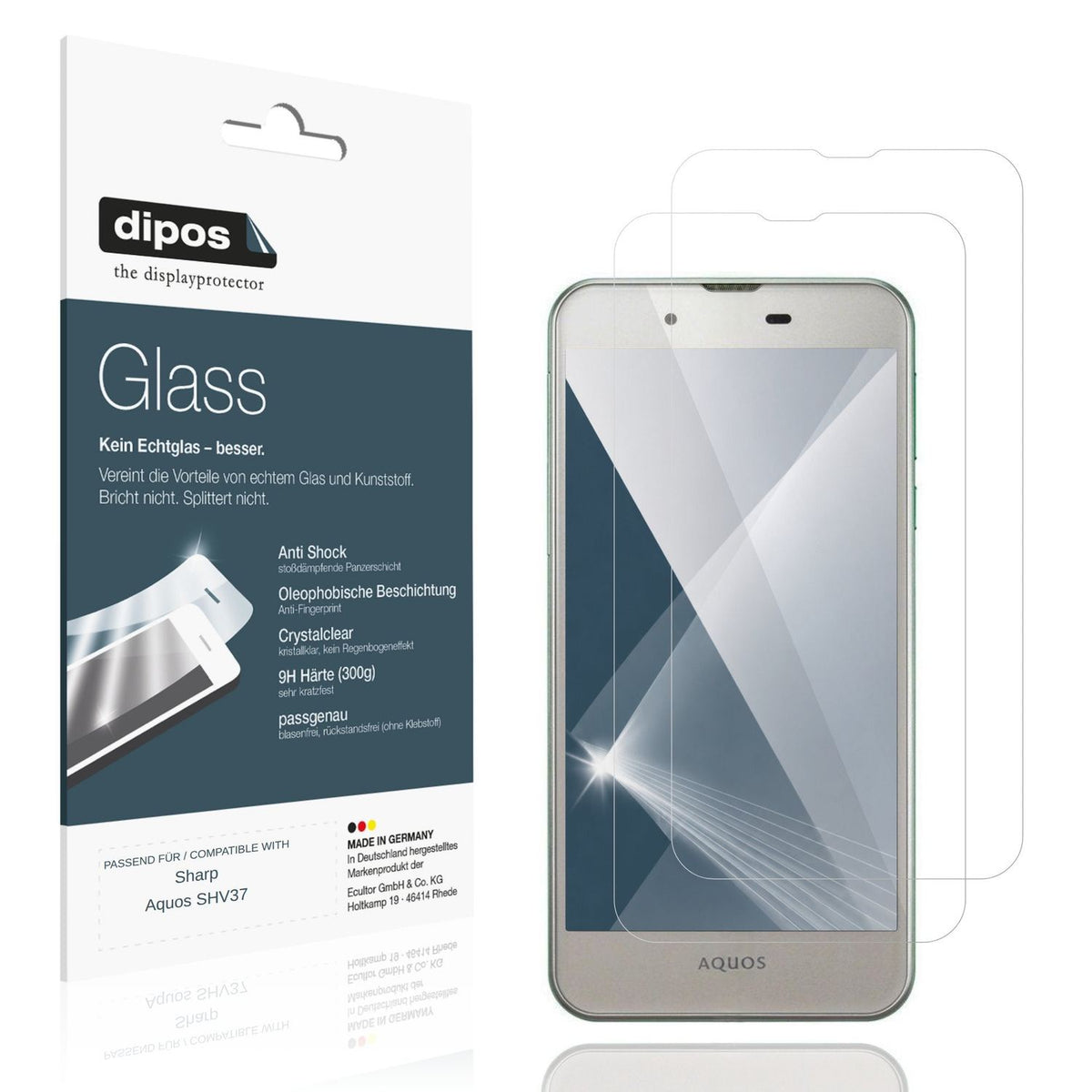 Klare Displayschutzfolie von dipos passend für Sharp Aquos SHV37, 9H kratzfest und blasenfrei montiert
