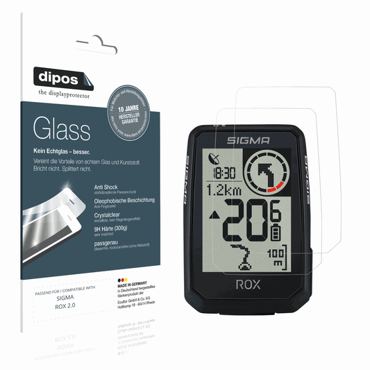 Klare Displayschutzfolie von dipos passend für SIGMA ROX 2.0, 9H kratzfest und blasenfrei montiert