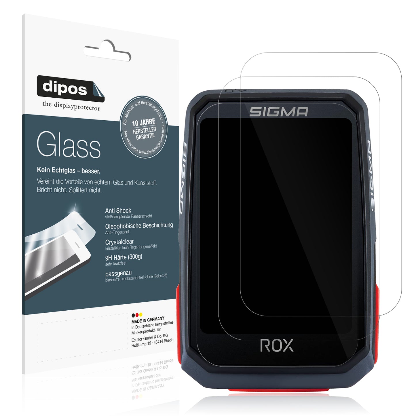 Klare Displayschutzfolie von dipos passend für SIGMA Sport Rox 4.0, 9H kratzfest und blasenfrei montiert