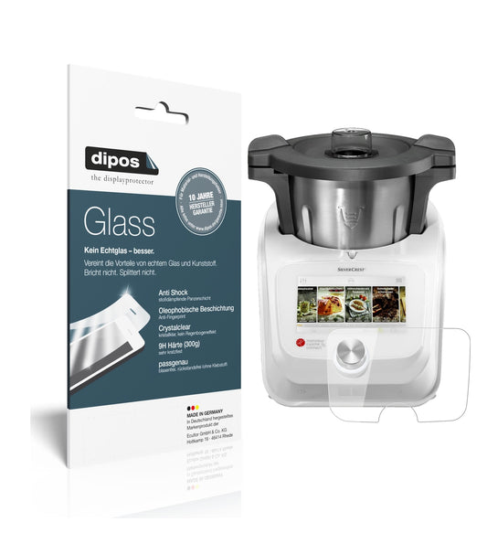 Klare Displayschutzfolie von dipos passend für SilverCrest Monsieur Cuisine Connect, 9H kratzfest und blasenfrei montiert
