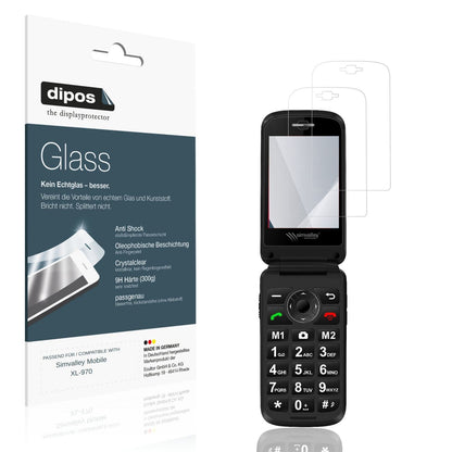 Klare Displayschutzfolie von dipos passend f�r Simvalley Mobile XL-970, 9H kratzfest und blasenfrei montiert