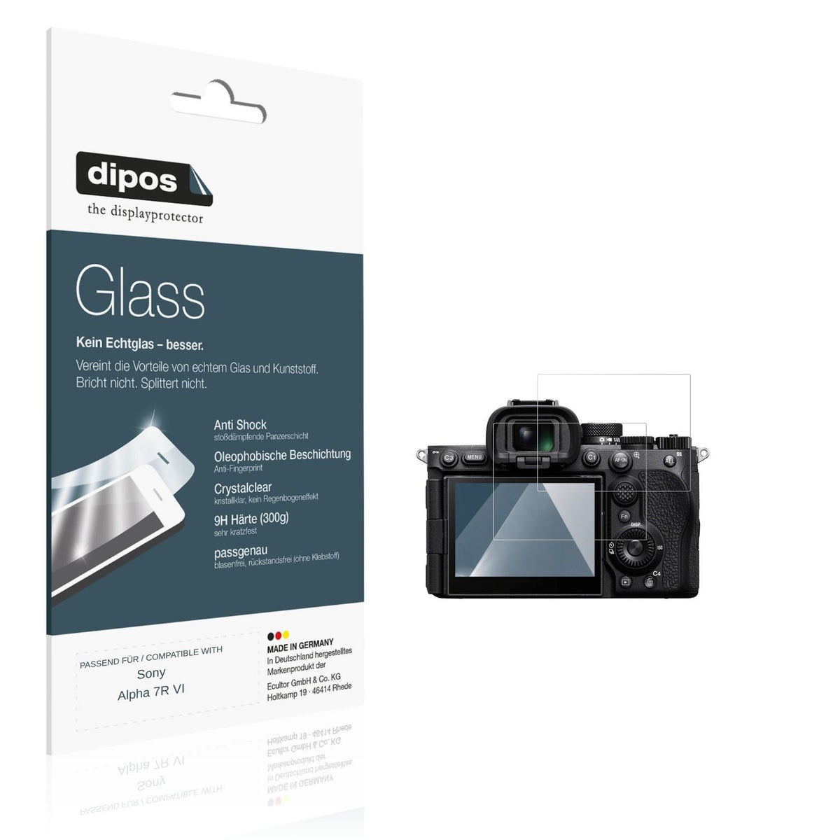 Klare Displayschutzfolie von dipos passend für Sony Alpha 7R VI, 9H kratzfest und blasenfrei montiert