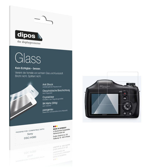 Klare Displayschutzfolie von dipos passend für Sony DSC-H300, 9H kratzfest und blasenfrei montiert