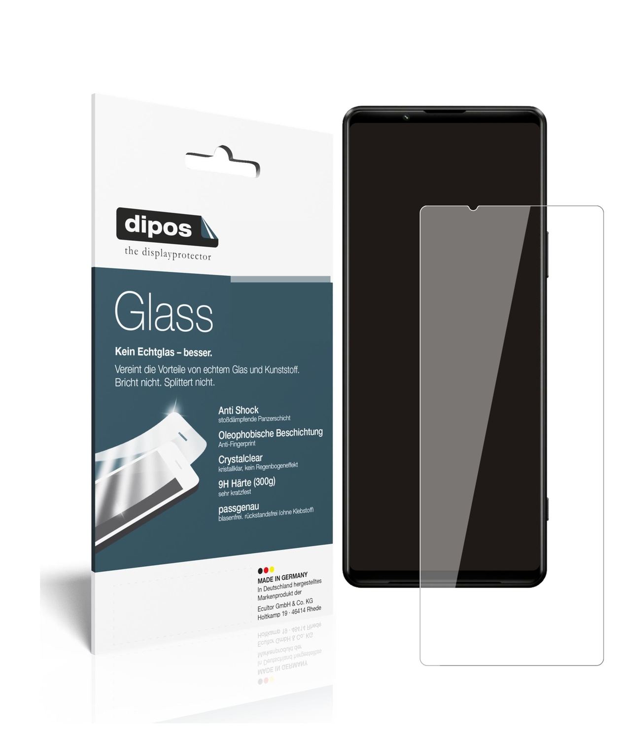 Klare Displayschutzfolie von dipos passend für Sony Xperia 1 III, 9H kratzfest und blasenfrei montiert