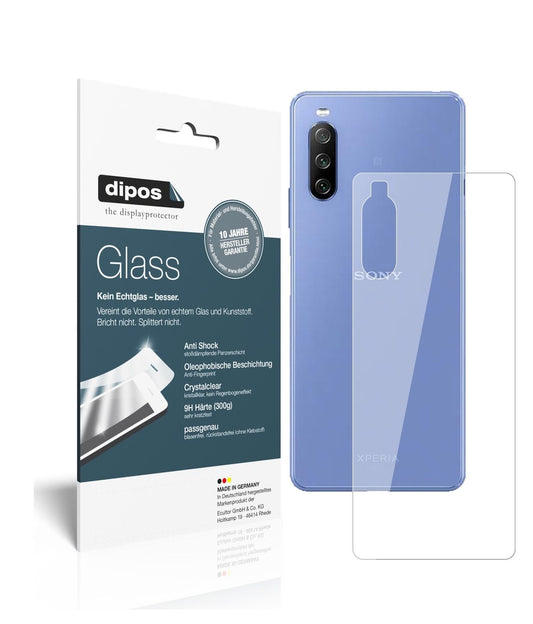 Klare Displayschutzfolie von dipos passend für Sony Xperia 10 III Rückseite, 9H kratzfest und blasenfrei montiert