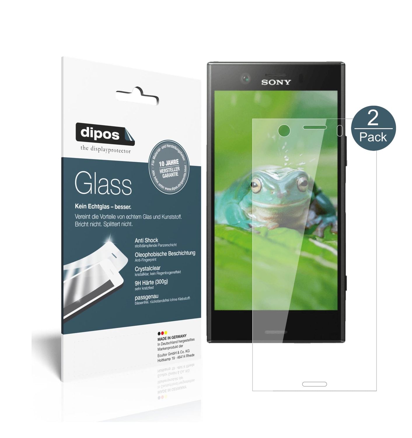 Klare Displayschutzfolie von dipos passend für Sony Xperia XZ1 Compact, 9H kratzfest und blasenfrei montiert