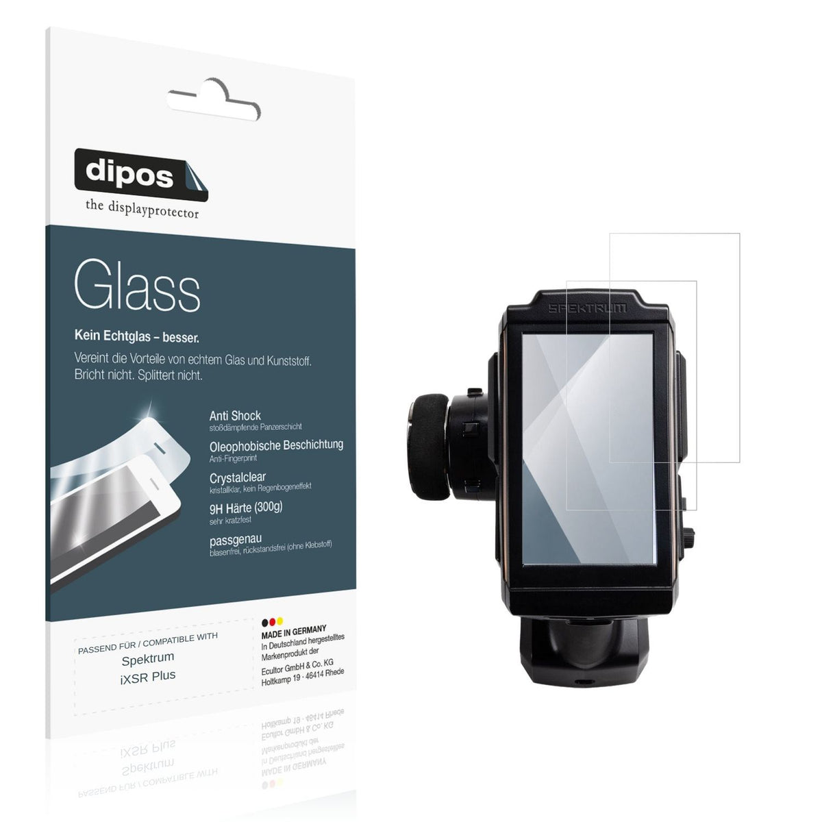 Klare Displayschutzfolie von dipos passend für Spektrum iXSR Plus, 9H kratzfest und blasenfrei montiert