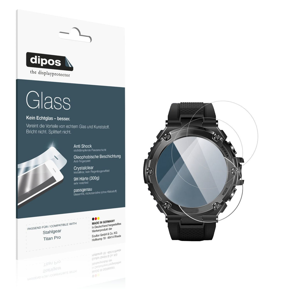 Klare Displayschutzfolie von dipos passend f�r Stahlgear Titan Pro, 9H kratzfest und blasenfrei montiert