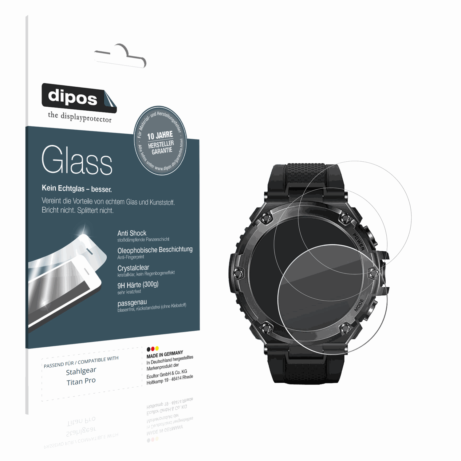 Klare Displayschutzfolie von dipos passend f�r Stahlgear Titan Pro, 9H kratzfest und blasenfrei montiert