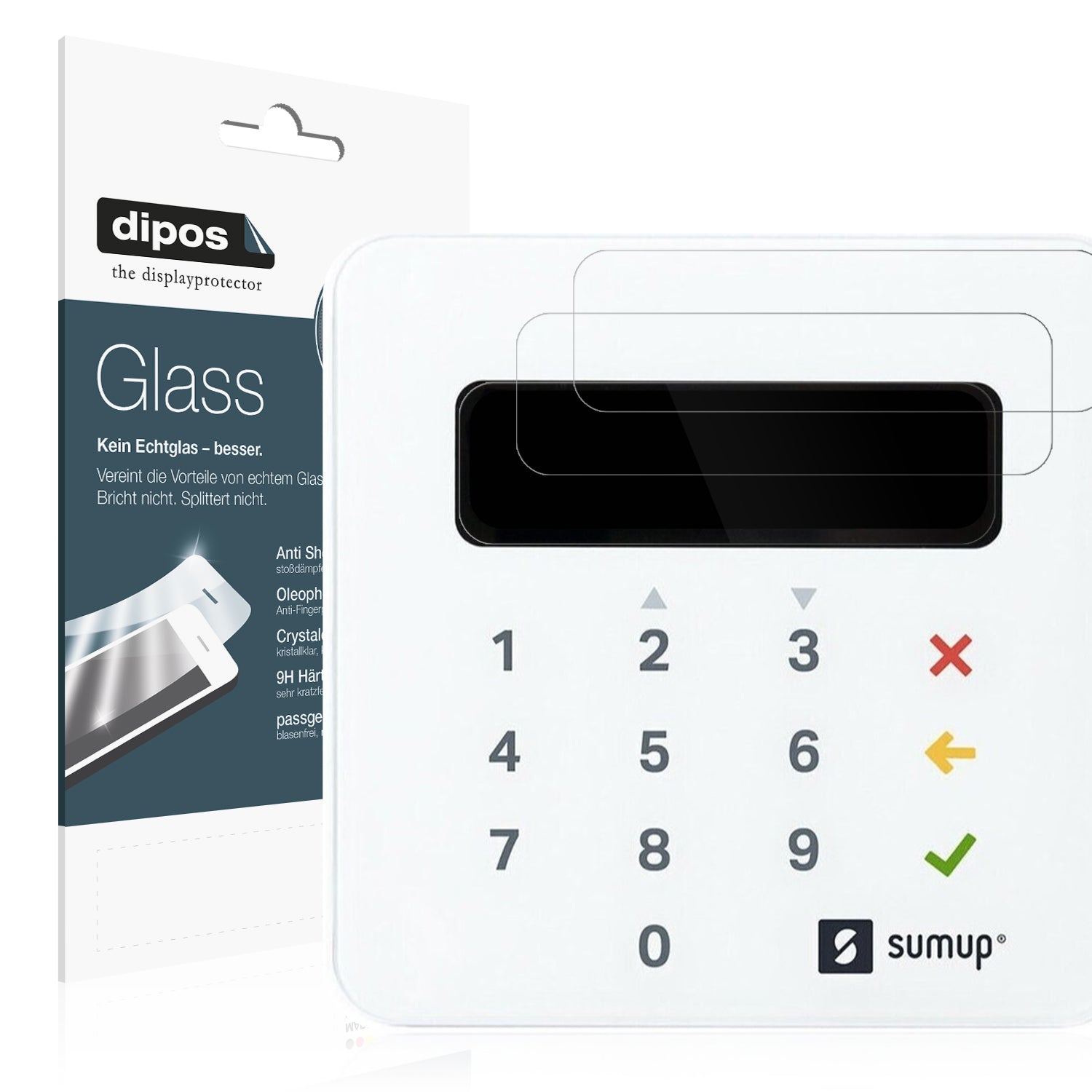 Klare Displayschutzfolie von dipos passend für SumUp Air, 9H kratzfest und blasenfrei montiert