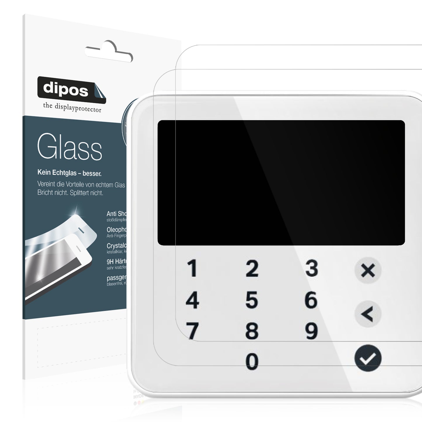 Klare Displayschutzfolie von dipos passend für SumUp Solo Lite, 9H kratzfest und blasenfrei montiert
