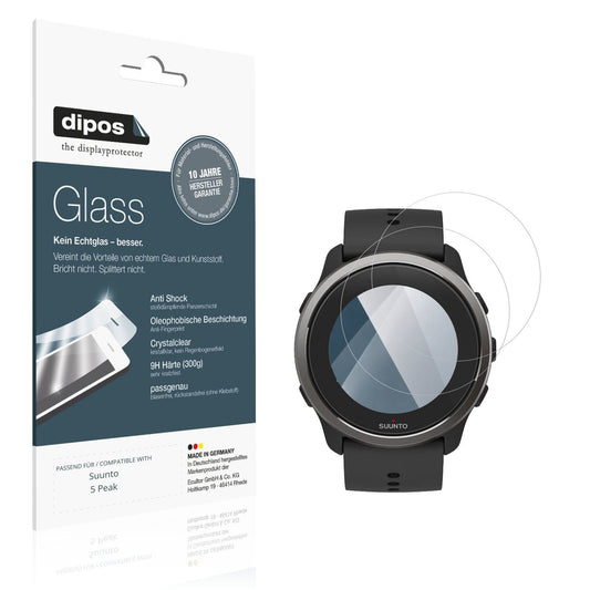 Klare Displayschutzfolie von dipos passend für Suunto 5 Peak, 9H kratzfest und blasenfrei montiert