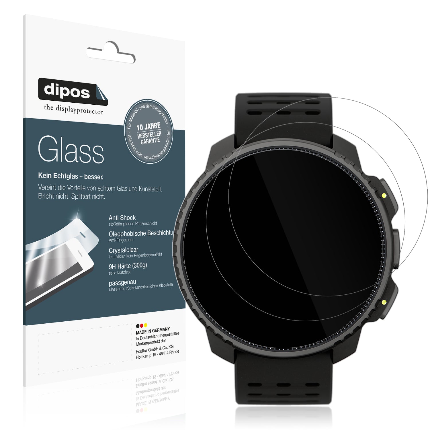Klare Displayschutzfolie von dipos passend für Suunto Vertical, 9H kratzfest und blasenfrei montiert