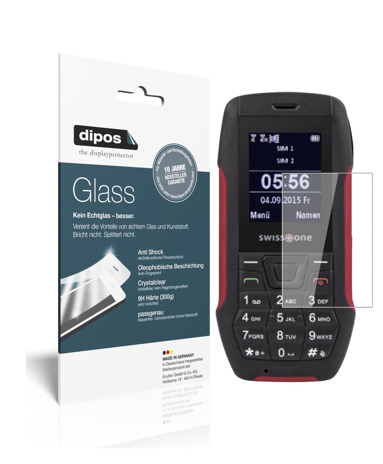 Klare Displayschutzfolie von dipos passend für Swisstone SX 567, 9H kratzfest und blasenfrei montiert
