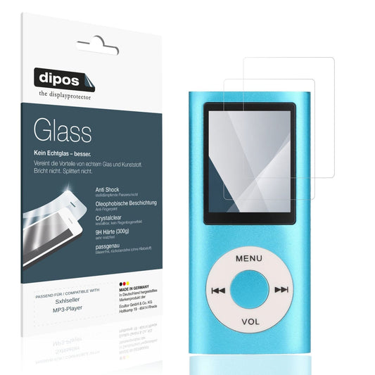 Klare Displayschutzfolie von dipos passend für Sxhlseller MP3-Player, 9H kratzfest und blasenfrei montiert