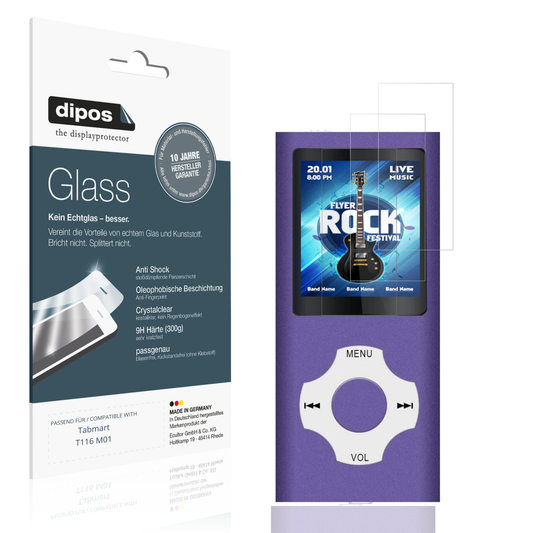 Klare Displayschutzfolie von dipos passend für Tabmart T116 M01, 9H kratzfest und blasenfrei montiert