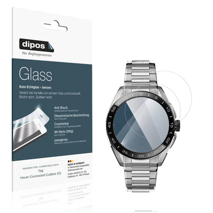 Klare Displayschutzfolie von dipos passend für Tag Heuer Connected Calibre E5, 9H kratzfest und blasenfrei montiert