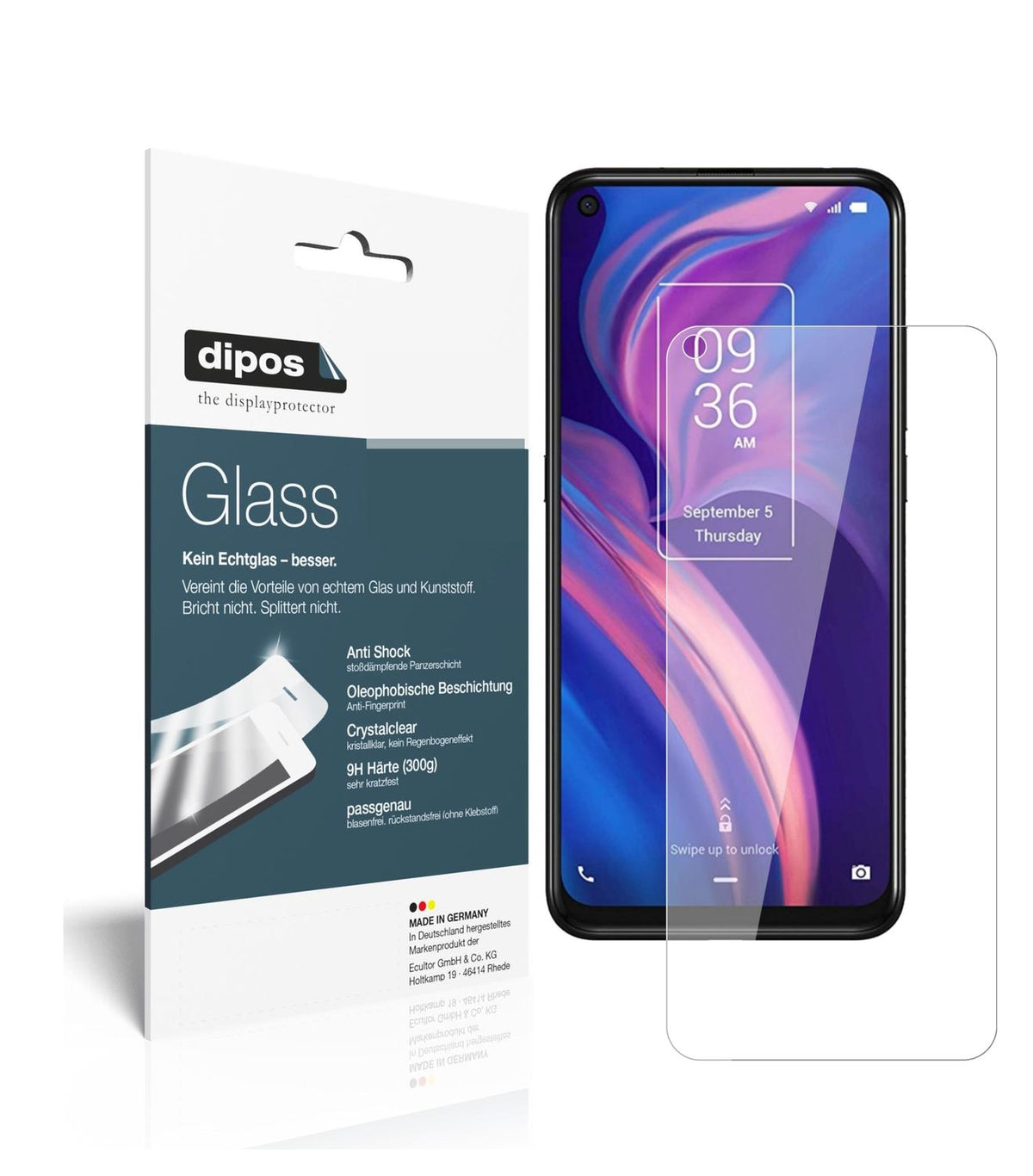 Klare Displayschutzfolie von dipos passend für TCL Plex, 9H kratzfest und blasenfrei montiert