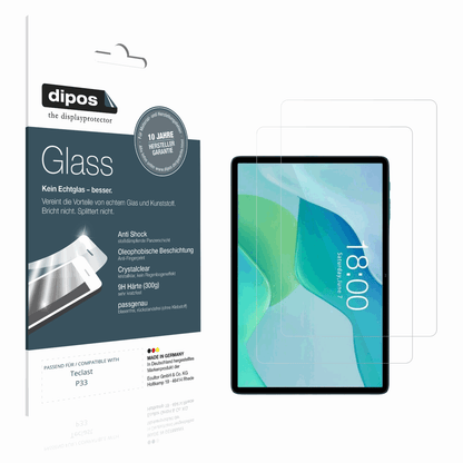 Klare Displayschutzfolie von dipos passend für Teclast P33, 9H kratzfest und blasenfrei montiert