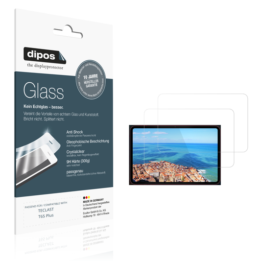 Klare Displayschutzfolie von dipos passend für TECLAST T65 Plus, 9H kratzfest und blasenfrei montiert