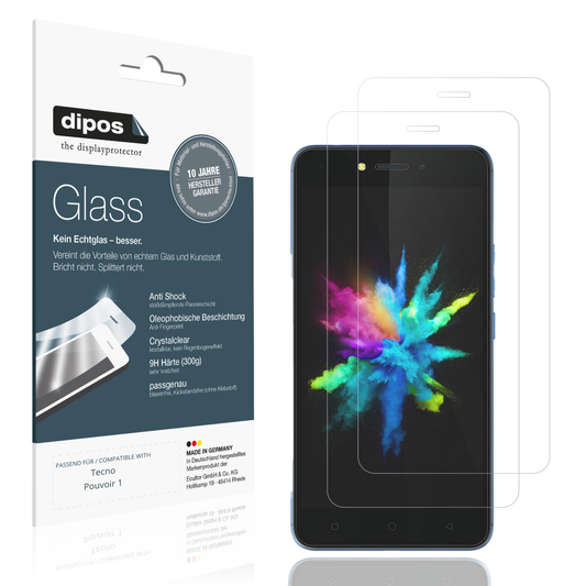 Klare Displayschutzfolie von dipos passend für Tecno Pouvoir 1, 9H kratzfest und blasenfrei montiert