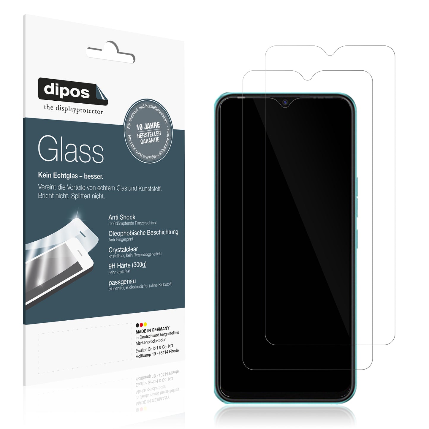 Klare Displayschutzfolie von dipos passend für TECNO Spark 8C, 9H kratzfest und blasenfrei montiert