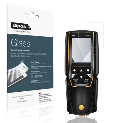 Klare Displayschutzfolie von dipos passend für Testo 310 2. Gen, 9H kratzfest und blasenfrei montiert