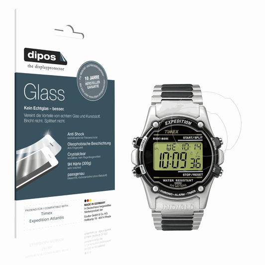 Klare Displayschutzfolie von dipos passend für Timex Expedition Atlantis, 9H kratzfest und blasenfrei montiert