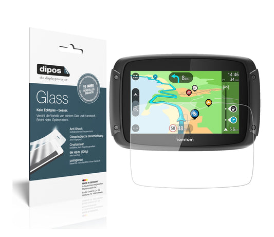 Klare Displayschutzfolie von dipos passend für TomTom Rider 500, 9H kratzfest und blasenfrei montiert