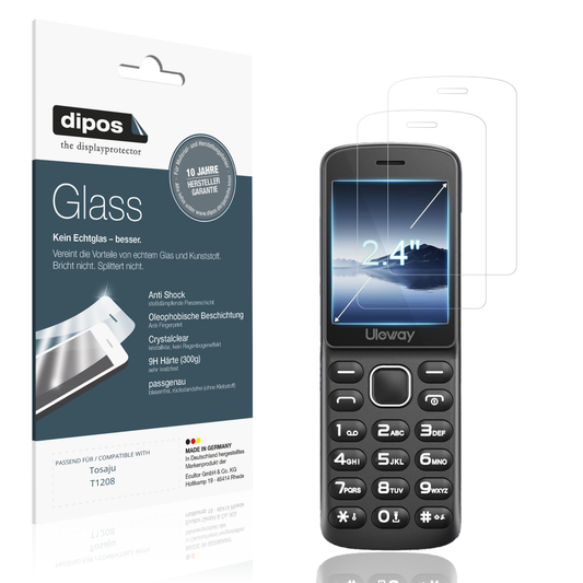 Klare Displayschutzfolie von dipos passend für Tosaju T1208, 9H kratzfest und blasenfrei montiert