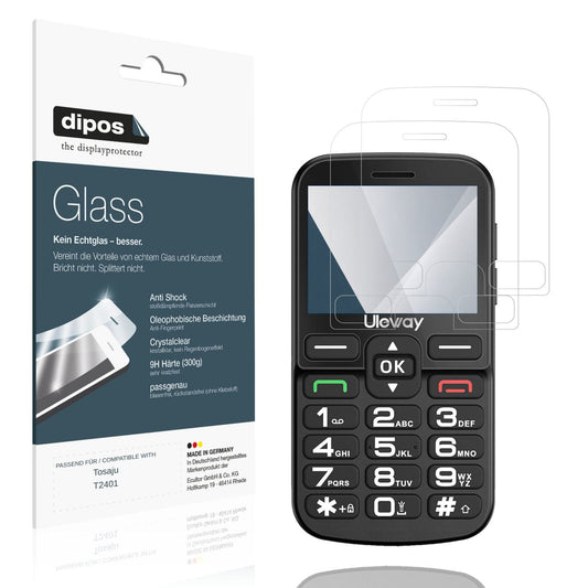 Klare Displayschutzfolie von dipos passend für Tosaju T2401, 9H kratzfest und blasenfrei montiert