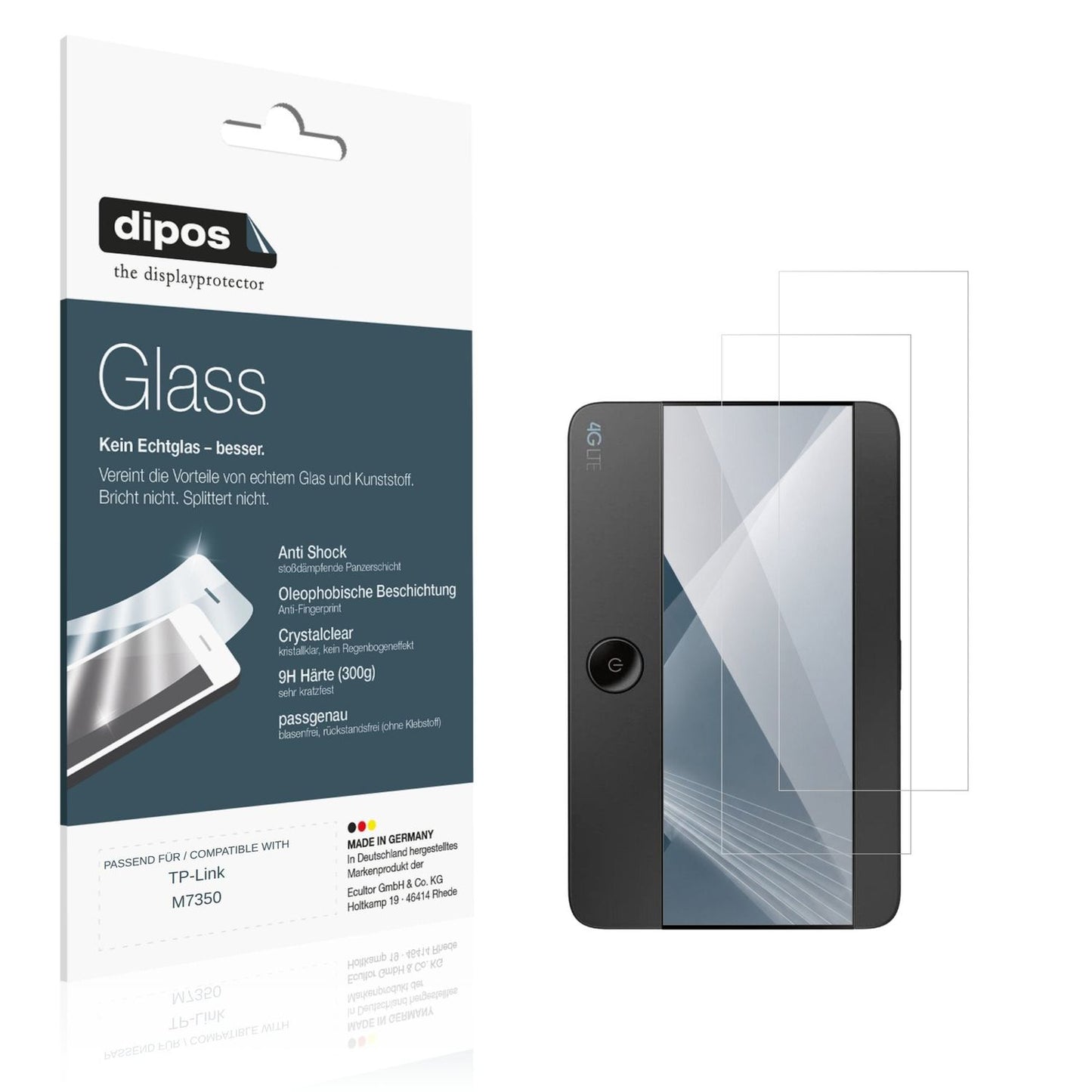 Klare Displayschutzfolie von dipos passend für TP-Link M7350, 9H kratzfest und blasenfrei montiert