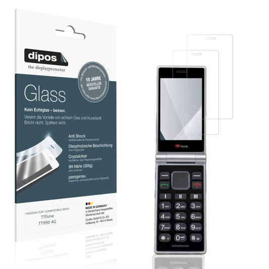 Klare Displayschutzfolie von dipos passend für TTfone TT990 4G, 9H kratzfest und blasenfrei montiert